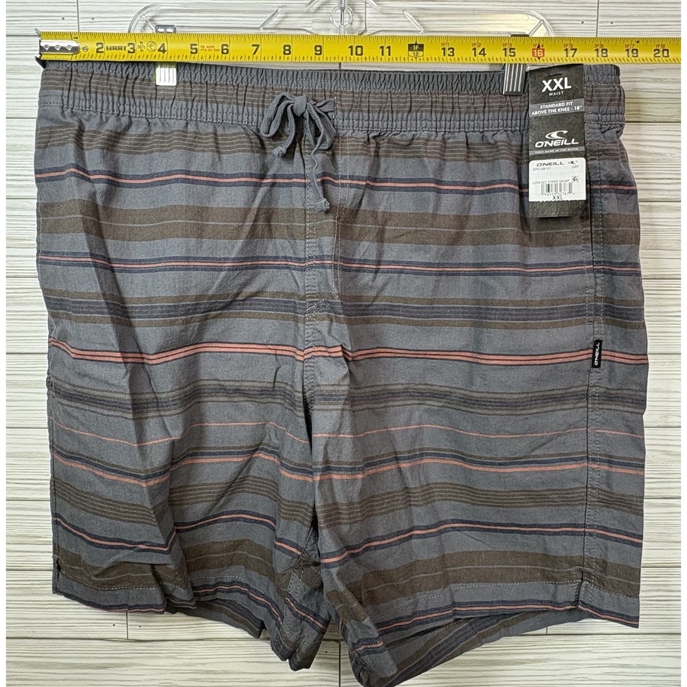 ONeill Men's Low Key Casual Striped Shorts Gray Red Sz 2XL Summer Beach - Picture 6 of 8